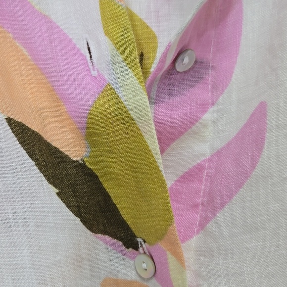 Cynthia Rowley 100% Linen Tropical Print Buttin Down Camp Shirt Size M  Resort - Picture 8 of 12